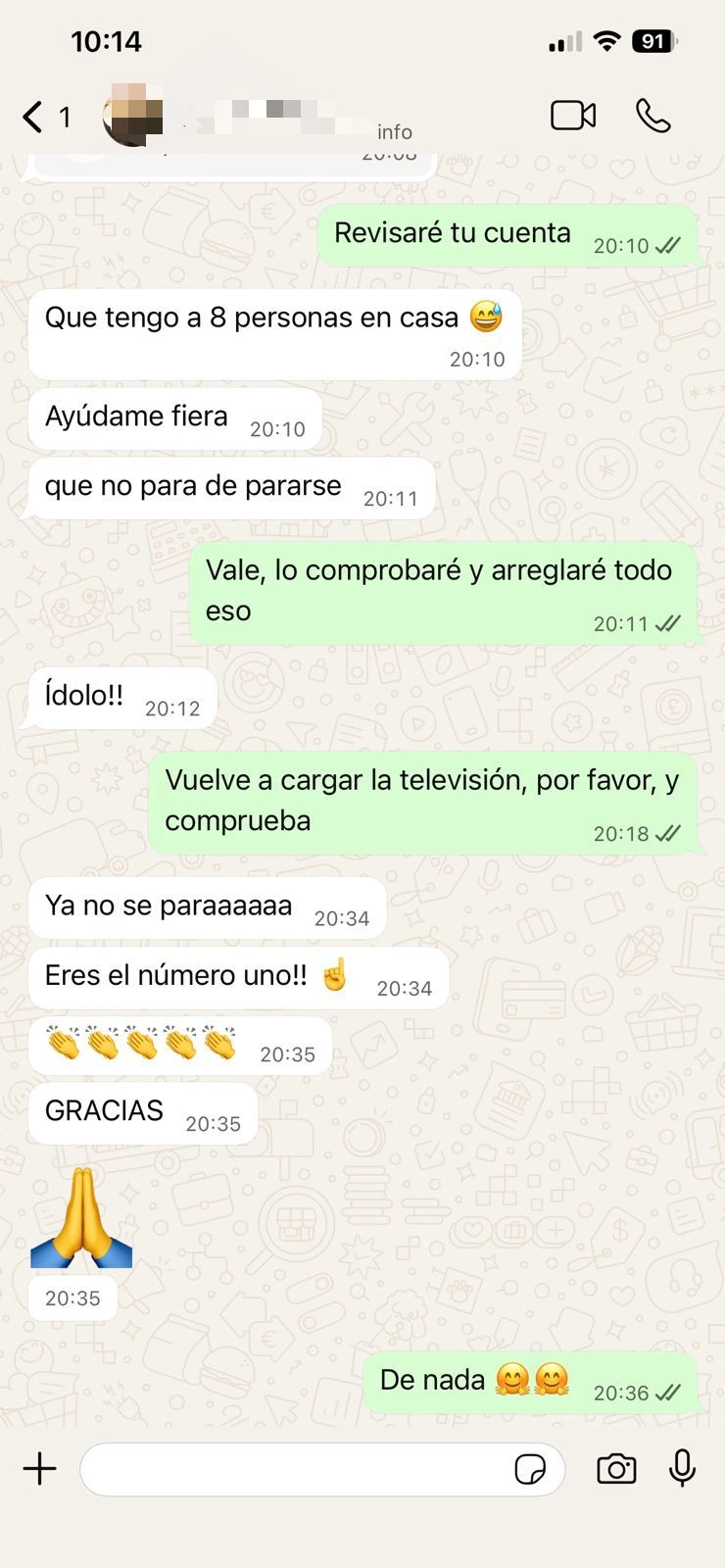 Opinión real cliente IPTV España MaxTV WhatsApp 4