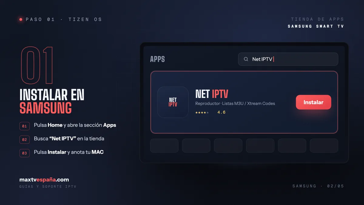 net iptv Samsung Tizen descargar desde la tienda de apps