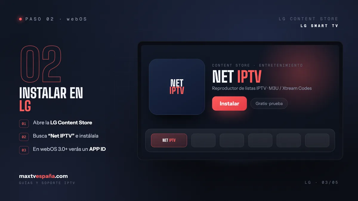 net iptv LG webOS instalar desde LG Content Store